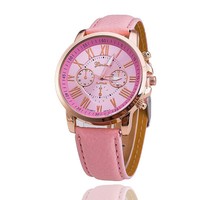 Montres à quartz pour femmes, diamètre du cadran 40 mm, bracelet en cuir 20 mm, bracelet multicolore en or rose, montres-bracelets à quartz en cuir