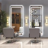 Miroir de Maquillage Rectangulaire Mural Moderne, Éclairé sur Toute la Longueur, Anti-buée IP44, Écran Tactile, Corps Entier, Cadre en Alliage d'Aluminium, pour Salon