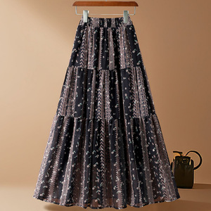 Mù<span class=keywords><strong>a</strong></span> Hè Mới Thời Trang Retro Dài Một Dòng Hoa In Bãi Biển Boho Giản Dị Cao Eo Váy xếp li Cho Phụ Nữ - Product Image 3