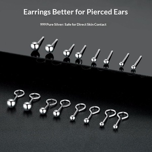 <span class=keywords><strong>Orecchini</strong></span> a Perno Minimalisti in Argento S999 Stratificato per Uso Quotidiano e Regalo per Donne - Product Image 5