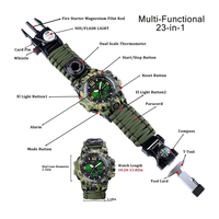 Jam Tangan Kompas Paracord Tenun Tangan Multifungsi Taktis Luar Ruangan