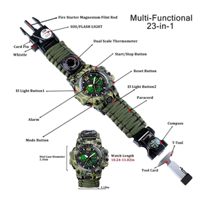 Outdoor Tactical <b>Survival</b> Multifunctional Hand Woven Paracord Compass <b>Watch</b> - Product Image 2