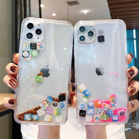 Coque de téléphone portable antichoc en TPU liquide transparent à effet sable mouvant avec icône APP de bureau volante 2023 pour iPhone 11 12 Pro Max