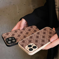 Casing Ponsel Kulit PU Premium untuk iPhone 15 14 13 12 Pro Max 15 Plus, Desainer Merek Klasik, Aksesoris Ponsel Grosir