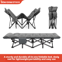 Lit de camping pliable et portable, rembourré, imperméable, avec matelas – Lit simple pour le camping et la randonnée