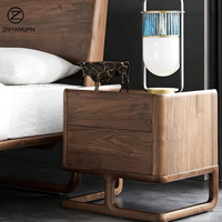 Table de chevet personnalisée en bois massif, 2 tiroirs, style nordique, en bois de cerisier et de noyer, armoire de chambre à coucher