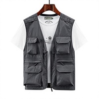 Gilet cargo multi-poches personnalisé avec logo, imperméable et coupe-vent, pour homme, idéal pour l'hiver, la pêche, le travail, le safari, les voyages et la photographie.