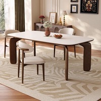 Ensemble de table et chaises rectangulaires en marbre et bois massif, style nordique moderne, pour salle à manger, 4 à 6 places, meubles de cuisine d'intérieur, designs variés