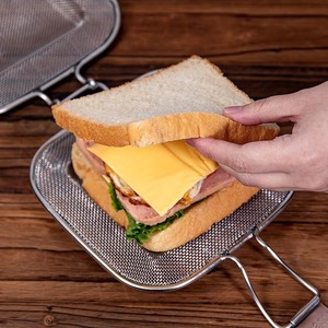 Máquina para hacer sándwiches de acero inoxidable, prensa para panini, molde para tostar pan, clip de malla, máquina para desayunos, herramientas para hornear pasteles en el horno de cocina - Product Image 4