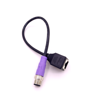 Tùy chỉnh M12 Nam để <span class=keywords><strong>RJ45</strong></span> ổ cắm cáp <span class=keywords><strong>Ethernet</strong></span> 4-pin D/mã hóa M12 máy ảnh kết nối nam thẳng - Product Image 1