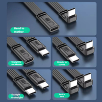 Kabel fleksibel silikon datar tipe-c, kabel ekstensi USB C transmisi Data USB 2.0 transmisi siku 90 derajat pendek