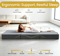 Dreifach Faltbare Gel-Memory-Foam-Matratze, 6 Zoll Queen-Size Tragbare Klappbare Boden-Gästebett mit Abnehmbarem Waschbarem Bezug