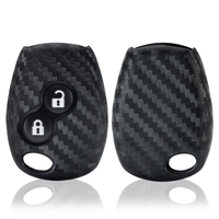 Coque de clé de voiture en silicone et fibre de carbone à 2 boutons, étui de protection pour Renault Clio Trafic Master Twingo Dacia Duster Sandero 2