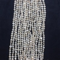 Collier de perles d'eau douce baroques blanches de 6-7 mm, perles polies des deux côtés pour la fabrication de bijoux, vente en gros