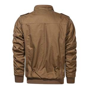 Casual Hommes col montant <span class=keywords><strong>Kaki</strong></span> vert <span class=keywords><strong>militaire</strong></span> fermeture éclair <span class=keywords><strong>polaire</strong></span> doublé épais Canvas Vestes Hommes blouson aviateur - Product Image 4