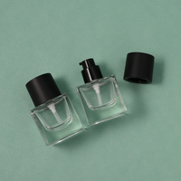 Bouteille en verre à tête de pompe épaissie carrée de 35ml avec couvercle noir bouteille de lotion fond de teint bouteille d'emballage de maquillage