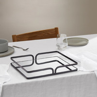 Plateau à miroir argenté décoratif pour coiffeuse, organiseur de bijoux, ustensile de maquillage