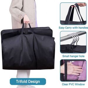 Sacs de vêtements en non-tissé suspendus en gros, housses anti-poussière pour costumes et robes, sacs à vêtements en tissu noir avec fermeture éclair - Product Image 4