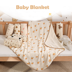 Hot Sale Soft Woven Floral Double Layer Cotton Muslin Baby Blanket Thick Quilt <strong>Neutral</strong> <strong>Throw</strong> - Product Image 3