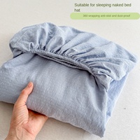 Housse de matelas unie double couche anti-taches, ensemble de draps-housses toutes saisons, couleurs assorties