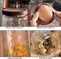 Pot de conservation en verre pour la maison, nouveau design, avec couvercle en acacia, 1000 ml, 700 ml, 450 ml