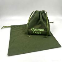 Großhandel: Luxuriöser Baumwoll-Canvas-Beutel in Armeegrün mit individuellem Logo, recycelbar, mit doppeltem Satinband, Geschenkverpackung für