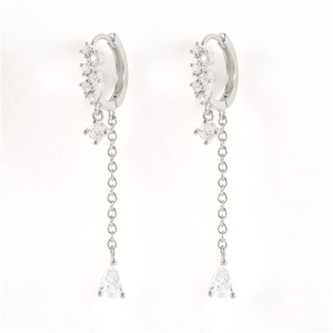 Boucles d'oreilles pendantes créatives ROXI en argent sterling 925 plaqué or 18 carats avec zircon et chaîne à pampilles, idéales pour mariage - Product Image 2