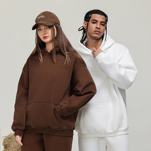 Produttori di abbigliamento personalizzato 350 grammi di <span class=keywords><strong>cotone</strong></span> poliestere tessuto tinta unita stile minimalista <span class=keywords><strong>felpa</strong></span> a maniche lunghe con cappuccio - Product Image 1