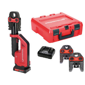 Herramienta de prensa Rothenberger Romax Compact III AMP en conjunto con batería, cargador y 3 mordazas SV - Product Image 1