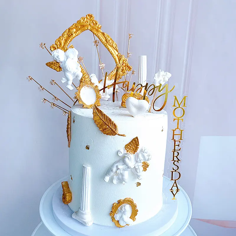Yeni <span class=keywords><strong>tasarım</strong></span> sağ açı mutlu yıldönümü doğum günü pastası tasarımları dikey altın geri kek Topper