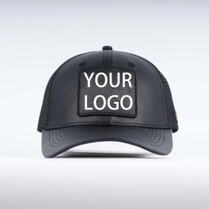 مصنع بيع بالجملة مخصص الجلود شارة التصحيح الفيلكرو 6 لوحة قبعات سائقي الشاحنات الذكور - Product Image 1