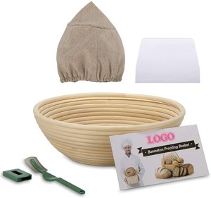 Stock 10 Inch round Proofing Basket Bread Banneton basket with Bread Lame plastic Dough Scraper
