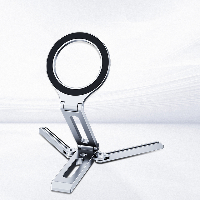 2026 Hot Selling Magnetic Foldable Zine Alloy Metal Smart Phone Stand for Business Live Streaming Video Shooting OEM ODM