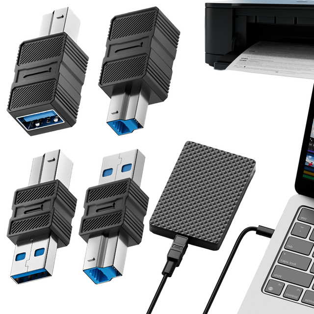 Supplier 4 Style Type C Male to Usb B Female Adapter USB a Converter Type-B Square Port Charging Connector for Hard Disk Printer