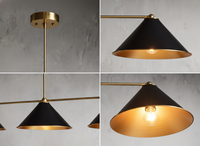 Lustre linéaire en gros du milieu du siècle moderne abat-jour conique en laiton foncé pour îlot de cuisine table à manger certifié UL/CE