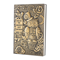 Carnet de notes a3 en cuir de hibou mécanique bronze, couverture rigide, notebook classique et créatif, en cuir gaufré 3D, pour ordinateur portable vintage