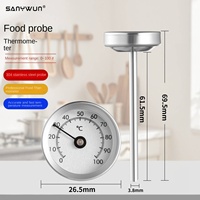 Thermomètre alimentaire haute précision 1 % avec sonde électronique, garantie 3 ans, pour mesurer les températures d'huile, de lait et de cuisson