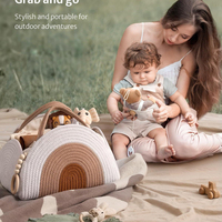 Organisateur de couches pour bébé en corde de coton, panier de rangement pliable avec poignée, grand format, portable pour garçons et filles