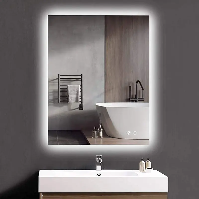 Mingda Touch Bathroom Mirror Screen Toilet Fogless Shower Lighted Temperature Display Led Bathroom Mirrors