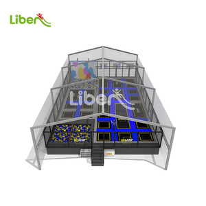 Parc de trampolines intérieur commercial Liben, taille personnalisable, zones de saut libre, fosses à mousse, paniers de basket-ball, acier inoxydable, plastique - Product Image 5