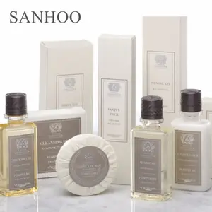 SANHOO Luxury 5 Stars Hotel Personalized Eco Package Toiletries Products Cosmetics Shampoo Bath Gel Soap Hotel Amenities Set