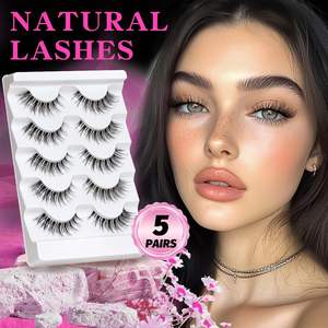 Faux cils longs et vaporeux 100 % faits à la main Veleasha, aspect naturel, avec bande transparente douce, rehausseur de cils léger - Product Image 3