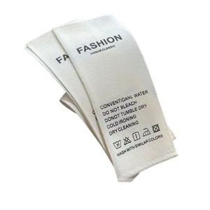 Etiqueta de cuidado personalizada dorada para ropa, cinta de poliéster, algodón y sintético, rectangular, con serigrafía, hecha en Corea. - Product Image 2