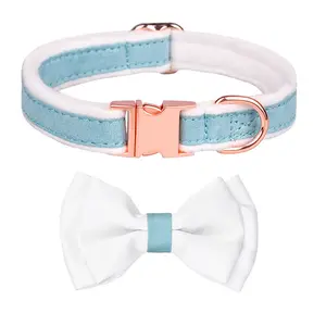 Dog Collar with Bow Tie Adjustable Bowties Collars with Safety Metal Girl Dog Collars for Small Medium Large Dogs