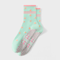 Chaussettes de Pilates de haute qualité à rayures et motif floral, respirantes, chaussettes de Pilates premium pour femmes pour le yoga