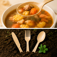 Ensemble de couverts en bagasse de canne à sucre certifiés BPI, 3 pièces, fourchette, couteau, cuillère compostables, couverts biodégradables, vente en gros
