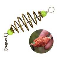 Matériel de pêche à la carpe Mangeoire en acier inoxydable Dispositif de nidification à ressort olive en laiton Leurre à ressort suspendu en ligne Appât pour espèces de carpe
