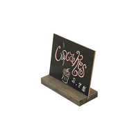 Tableau noir rectangulaire avec base en bois, tableau d'affichage réutilisable pour menu de café, étiquettes alimentaires et événements