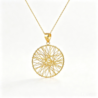 Collar con Colgante de Gota de Agua Atrapasueños Clásico de Oro Sólido de 18K Personalizado, Diseño Hueco, Joyería Fina de Oro Saudí