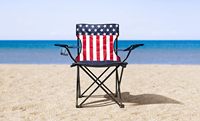 Chaise de camping avec porte-gobelet, drapeau américain, bleue